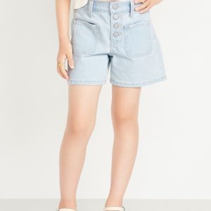 High-Waisted Button-Fly Mariner Jean Shorts for Girls