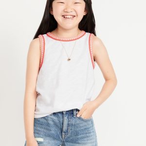 Sleeveless Crochet-Trim Top for Girls