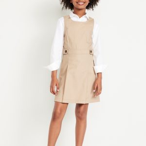 School Uniform Sleeveless Pleated Dress for Girls