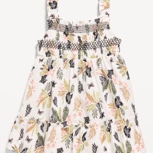 Printed Sleeveless Ruffle-Trim Smocked Dress for Baby