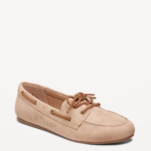 Faux-Leather Boat Shoes for Women