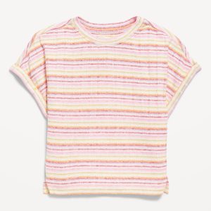 Printed Dolman-Sleeve Rib-Knit T-Shirt for Toddler Girls