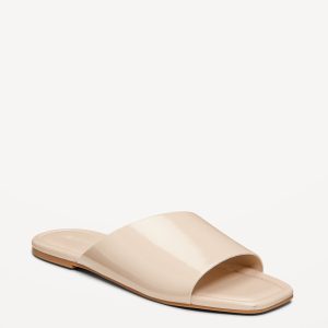 Faux-Leather Slide Sandals for Women