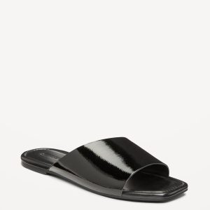 Faux-Leather Slide Sandals for Women