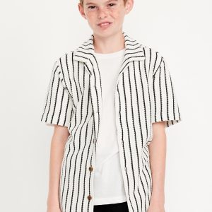 Printed Short-Sleeve Sweater-Knit Shirt for Boys