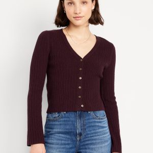 Textured Bouclé Button-Down Sweater