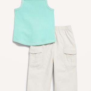 Ribbed Cami Tank and Cargo Pants Set for Baby