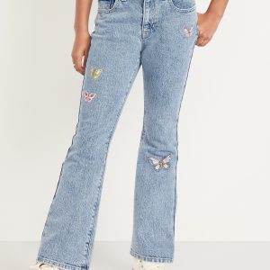 High-Waisted Embroidered Flare-Leg Jeans for Girls