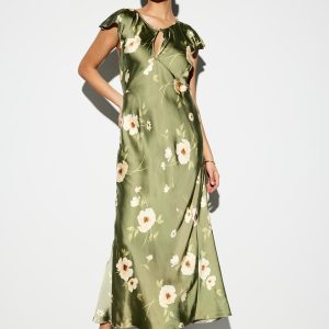 The Occasion by Old Navy Flutter-Sleeve Keyhole Satin Maxi Dress