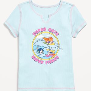 The Powerpuff Girlsâ„¢ Fitted Ribbed Graphic T-Shirt for Girls
