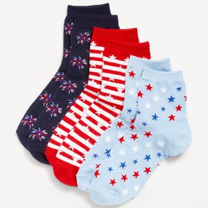Novelty Quarter Crew Socks 3-Pack for Women