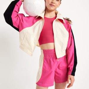 High-Waisted Color-Block Performance Shorts for Girls