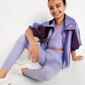 Fitted High-Waisted 7/8-Length Seamless Performance Leggings for Girls