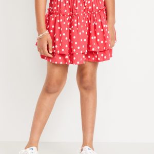Printed Tiered Ruffled Skirt for Girls