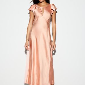 The Occasion by Old Navy Flutter-Sleeve Keyhole Satin Maxi Dress