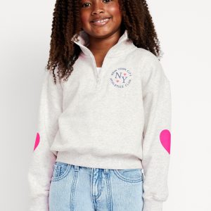 Oversized Quarter-Zip Sweatshirt for Girls