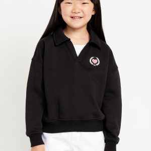 Long-Sleeve Graphic Polo Sweatshirt for Girls