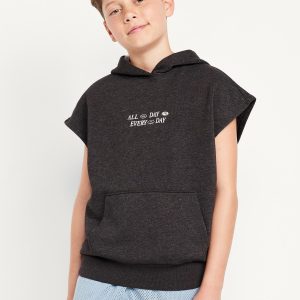 Oversized Fleece Graphic Muscle Hoodie for Boys