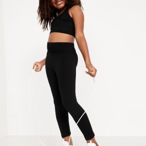 Fitted High-Waisted 7/8-Length Seamless Performance Leggings for Girls