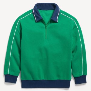 Collared Quarter-Zip Fleece Sweatshirt for Boys