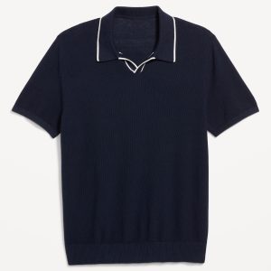 Tipped Collar Polo Sweater