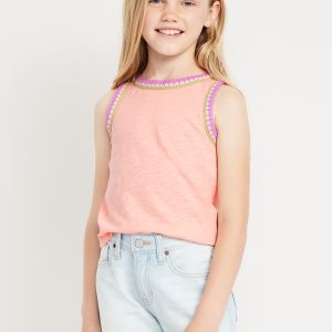 Sleeveless Crochet-Trim Top for Girls