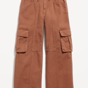 Super Baggy Wide-Leg Cargo Twill Pants for Girls
