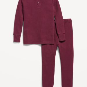 Snug-Fit Ribbed Henley Pajama Set for Toddler & Baby
