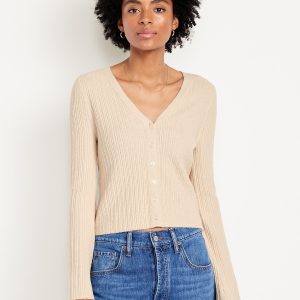 Textured Bouclé Button-Down Sweater