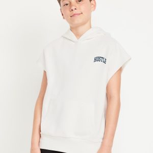 Oversized Fleece Graphic Muscle Hoodie for Boys