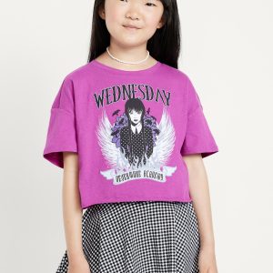 Wednesdayâ„¢ Oversized Cropped Graphic T-Shirt for Girls