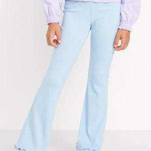 High-Waisted Ribbed Flared Leggings for Girls