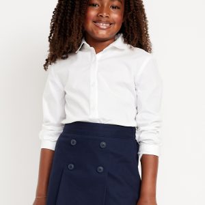 School Uniform Long-Sleeve Poplin Shirt for Girls