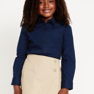 School Uniform Long-Sleeve Poplin Shirt for Girls
