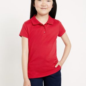 School Uniform Jersey-Knit Polo Shirt for Girls