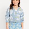 Printed Button-Front Cardigan Sweater for Girls