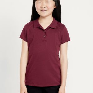 School Uniform Jersey-Knit Polo Shirt for Girls
