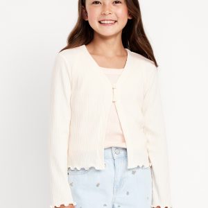Button-Front Ribbed Cardigan for Girls