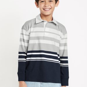 Printed Long-Sleeve Polo Shirt for Boys