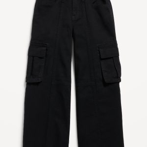 Super Baggy Wide-Leg Cargo Twill Pants for Girls