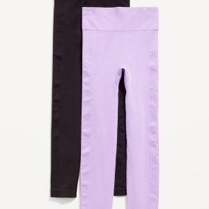 Fitted High-Waisted 7/8-Length Seamless Leggings 2-Pack for Girls