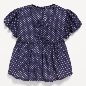 Short-Sleeve Ruffled Bow Top for Toddler Girls