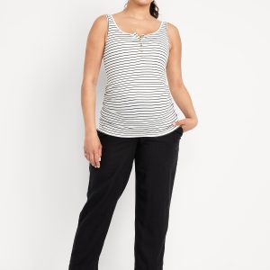 Maternity Rollover Waist Linen Pant