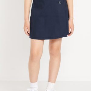 School Uniform Wrap-Front Skort for Girls