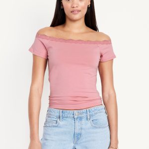 Off-Shoulder Lace-Trim Top