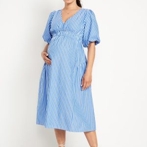 Maternity Waist-Defined Midi Dress