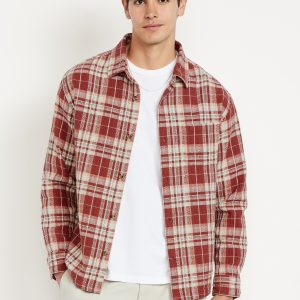 Loose Fit Plaid Pocket Shirt