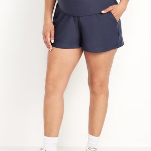 Maternity Rollover-Waist PowerSoft Shorts -- 3-inch inseam