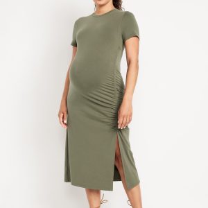 Maternity Short-Sleeve Ruched Dress