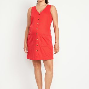 Maternity V-Neck Denim Mini Dress